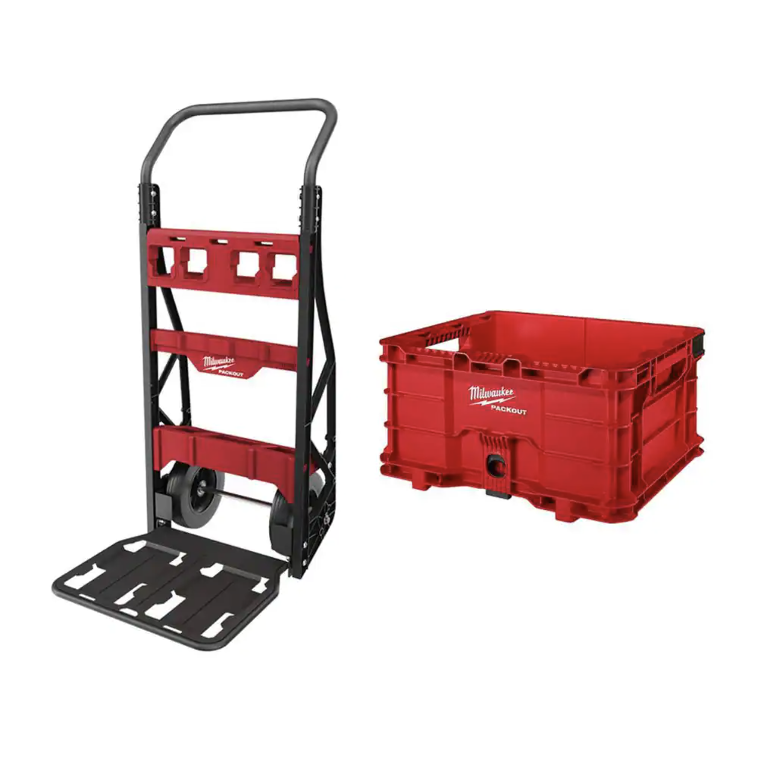 Milwaukee PACKOUT 20 in. 2-Wheel Utility Cart with (1) PACKOUT Tool Storage Crate (48-22-8415-48-22-8440x1)