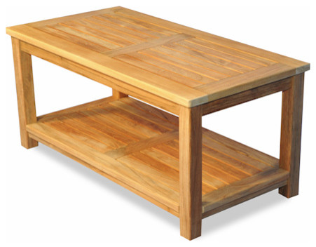 Teak Large Coffee Table With Shelf   Transitional   Outdoor Coffee Tables   by Goldenteak Teak Patio Furniture  Houzz