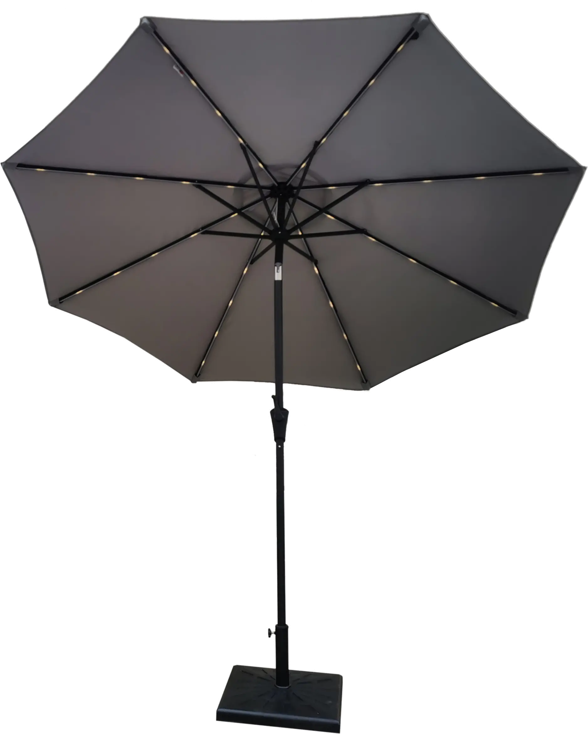 Gray Solar LED Lined 9ft Patio Umbrella