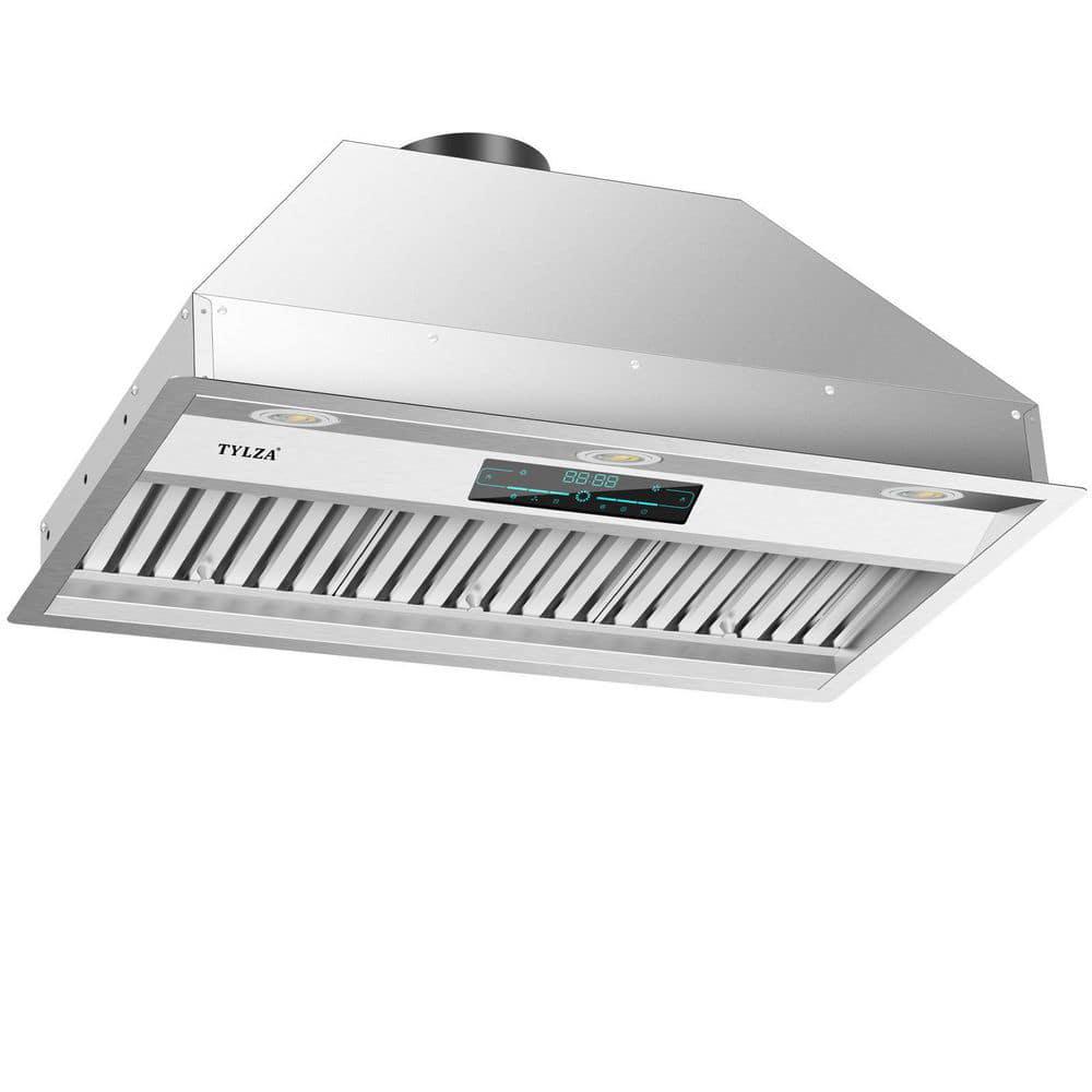 Tylza 30  900 CFM Convertible Ductless to Ducted Insert Range Hood in Stainless Steel with Charcoal Filter and Exhaust Pipe