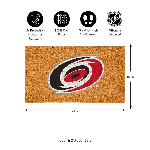 Evergreennhlcarolina Hurricanes Logo Natural Coir 28 X 16 Inches Indoor Outdoor Doormat