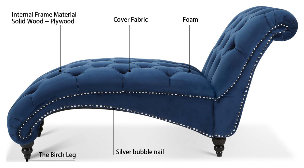 TATEUS Tufted Armless Chaise Lounge   Traditional   Indoor Chaise Lounge Chairs   by TATEUS LLC  Houzz