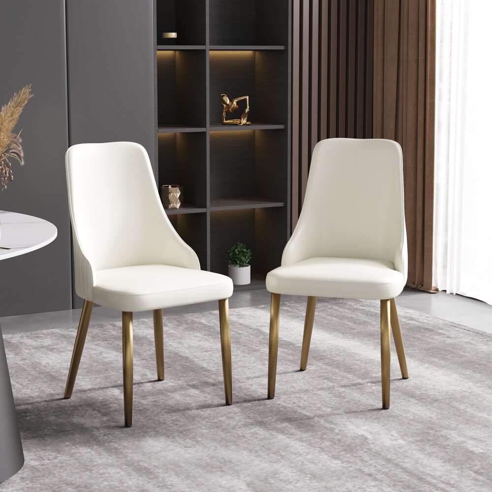 PU Leather Upholstered Dining Room Chair Table Chair Gold Leg