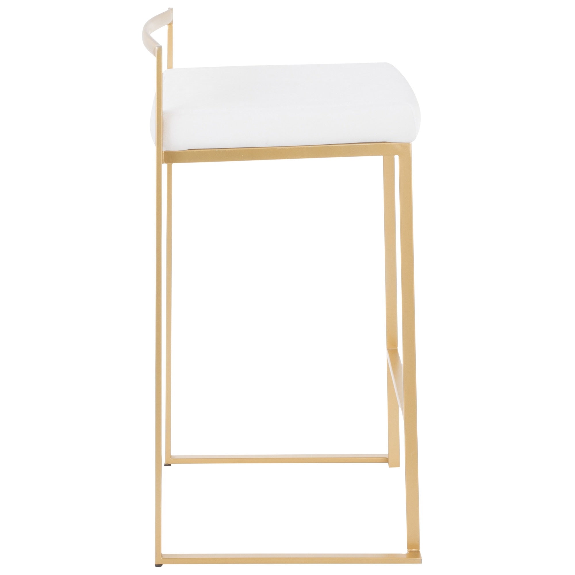 Set of 2 Contemporary Barstools in Brushed Gold and White Velvet 31