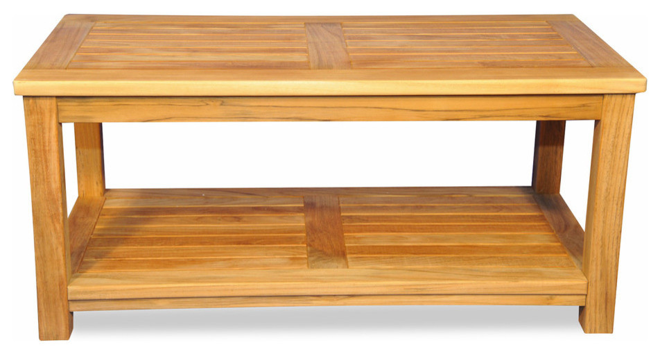 Teak Large Coffee Table With Shelf   Transitional   Outdoor Coffee Tables   by Goldenteak Teak Patio Furniture  Houzz