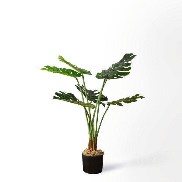 Artificial Monstera Plant In Black Pot Indoor Artificial Plant For Home Decor