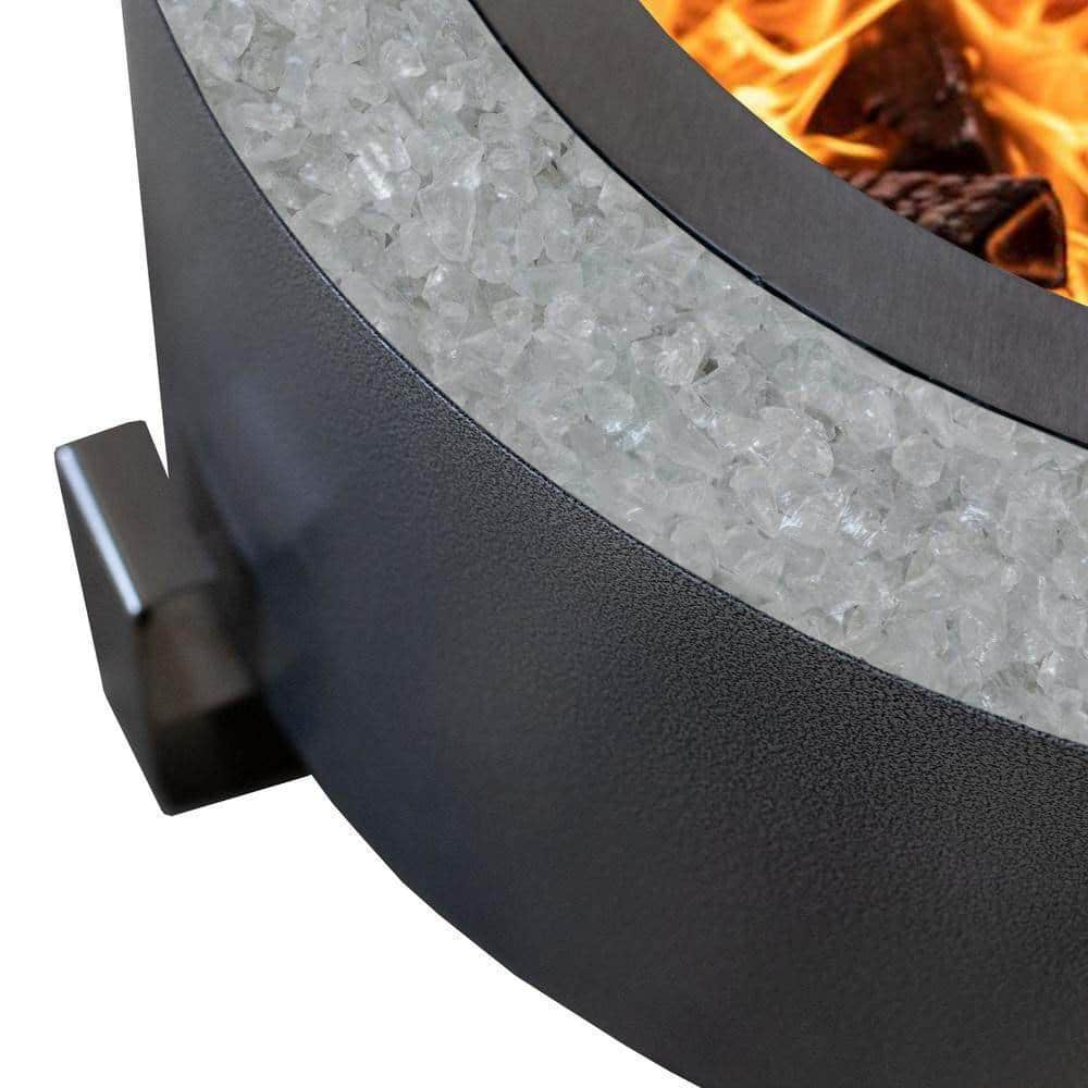 Breeo Luxeve Silver Vein with Crystal Clear Glass Outdoor Smokeless Fire Pit BR-LE24-SNCL