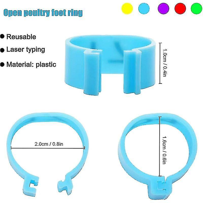 300 Poultry Foot Rings， Small Poultry Clamp Rings， Poultry Bands For Marking Birds， Parrots， Pigeons， Quail， Chicks