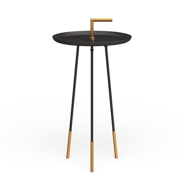 SAFAVIEH Delia Handle Side Table - Black / Gold - 15.7