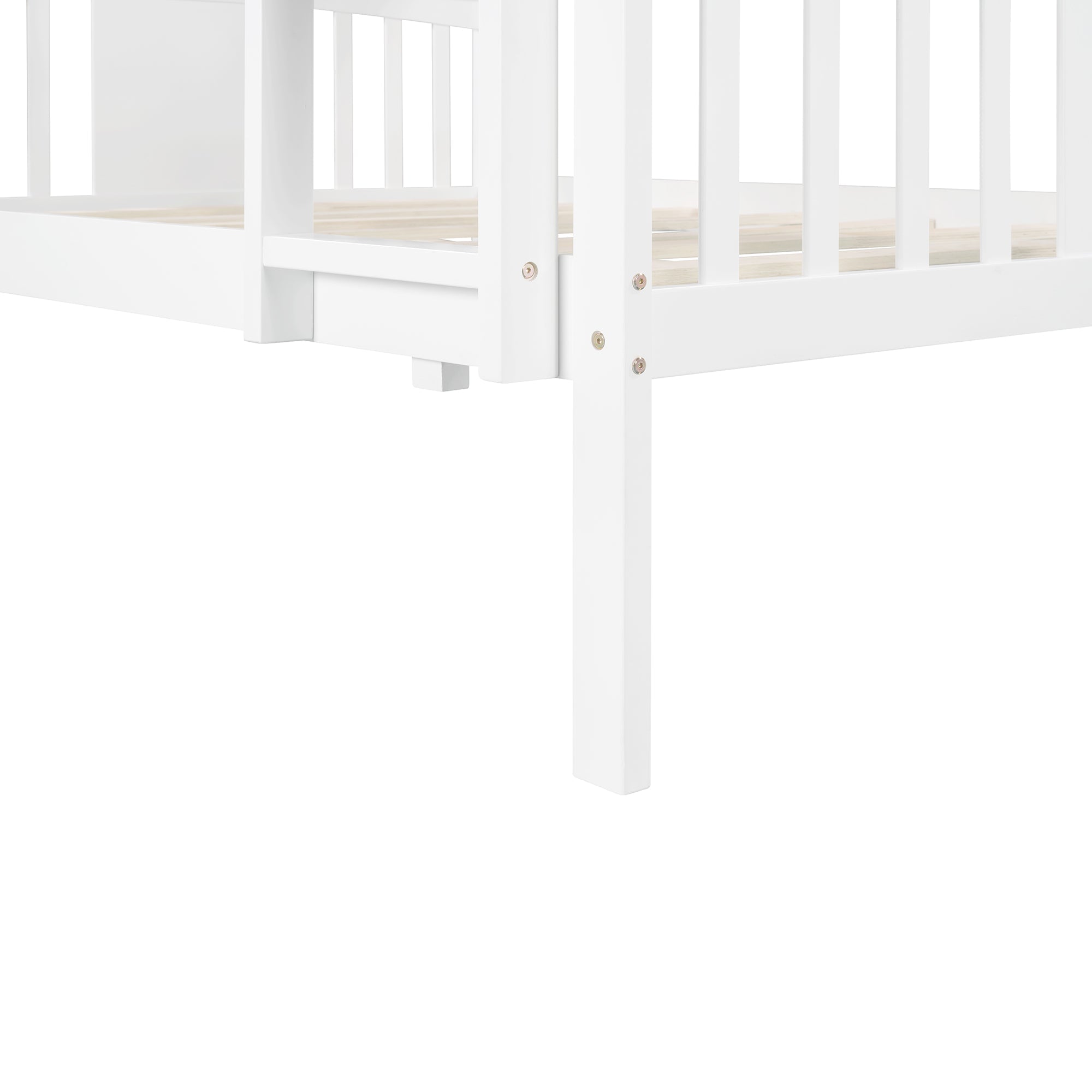 Churanty Wooden Full Over Full Bunk Bed with Safety Guardrail and Sturdy Ladder for Bedrooms Guest Rooms Dorms,White