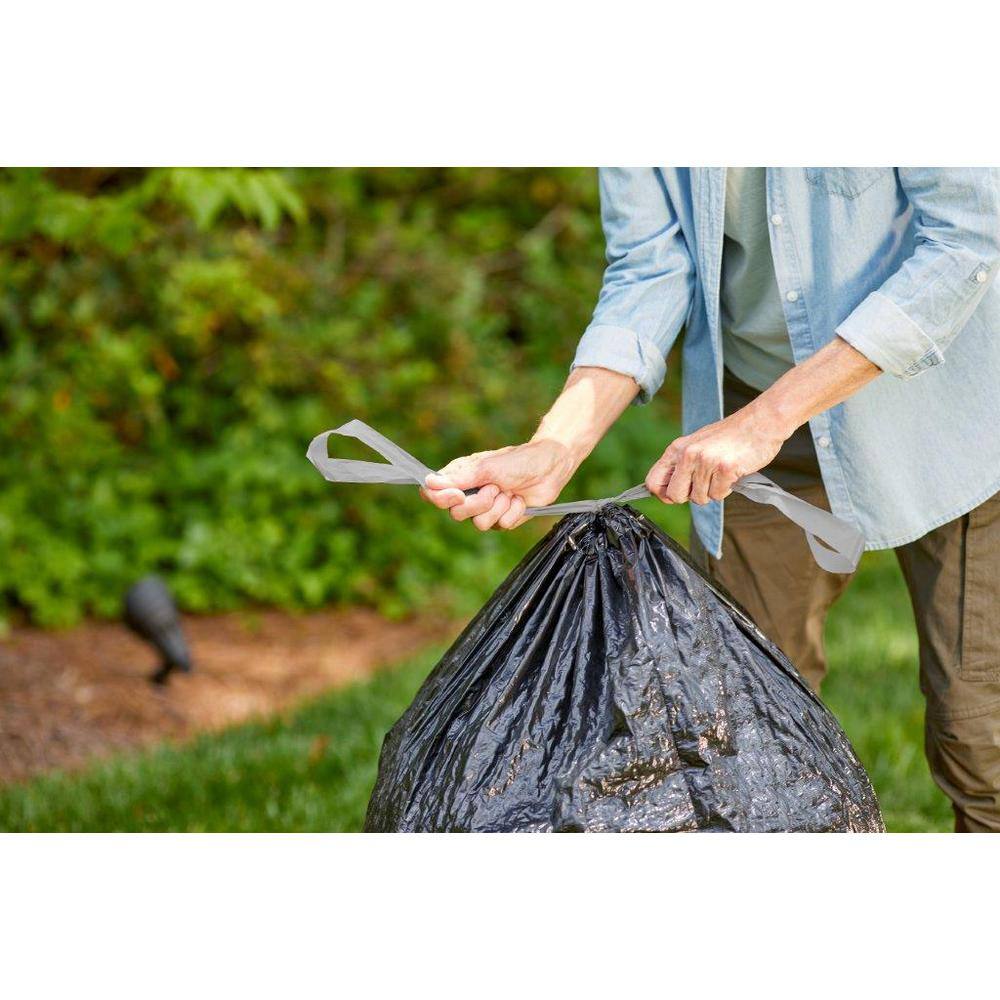 HDX 33-39 Gal. Black Heavy Duty Drawstring Trash Bags (50-Count) - For Outdoor and Yard Waste HDX3339