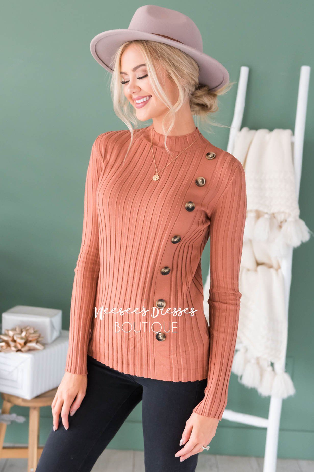 Button Up Ribbed Sweater