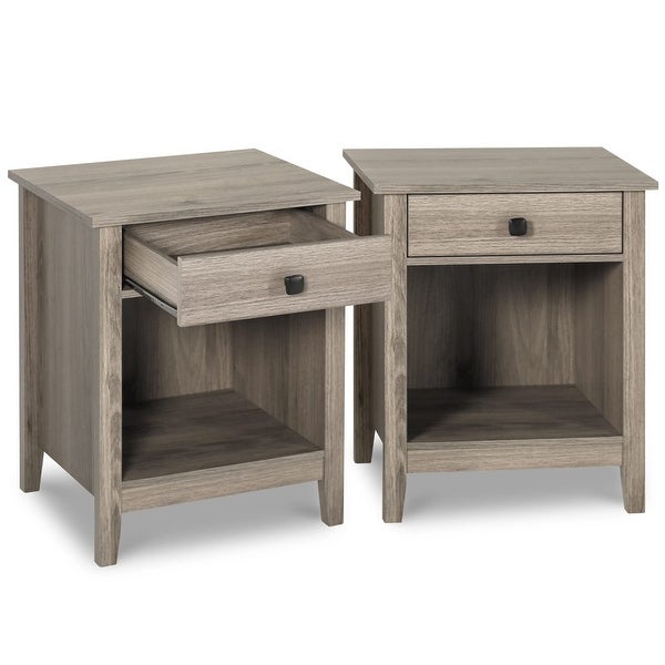 Nightstand - Bedroom Bedside Tables， Wooden Nightstands with Drawers - - 37636384