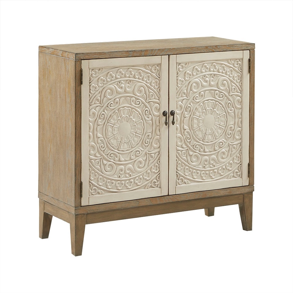 Cowly Accent Cabinet Wood Sideboard with 2 Door Storage Shelves in Walnut