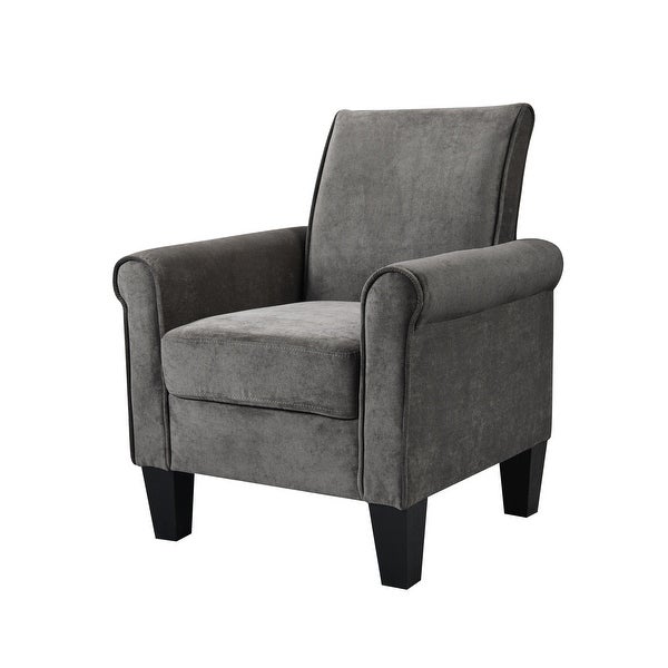 High Quality Fabric Accent Chairs， Sleek Lounge Chairs Comfy Sofa Chair， PU Leather Flared Armchair， Charcoal Grey