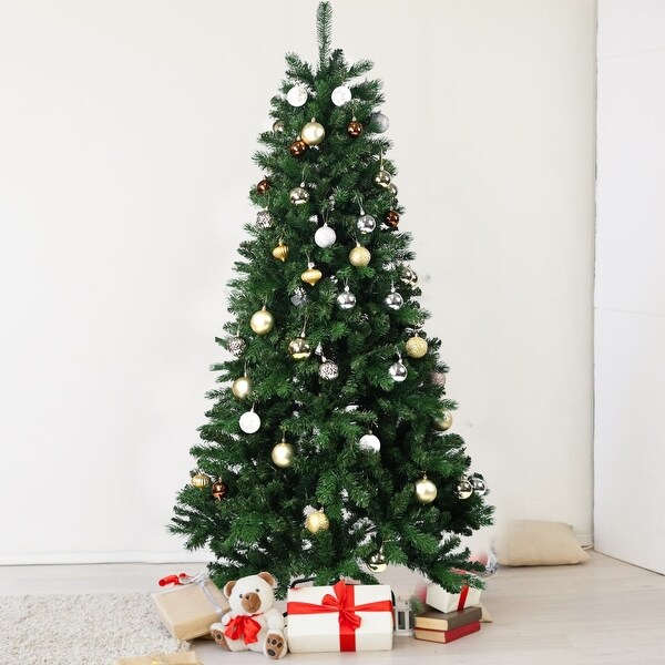 6ft8ft PE/PVC Mixed Hinged Christmas Tree with Steel Wire Frame