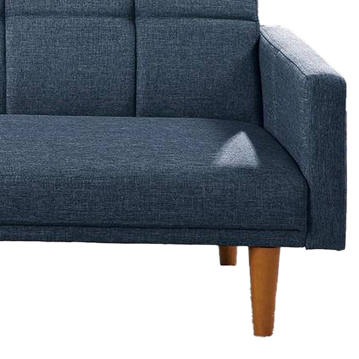 Fabric Adjustable Sofa with Square Tufted Back, Blue- Saltoro Sherpi