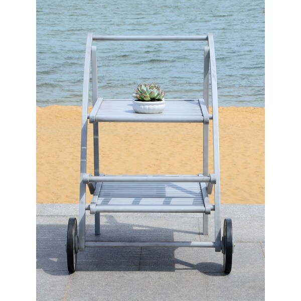 SAFAVIEH Outdoor Living Lodi Grey Wash/Beige Tea Cart