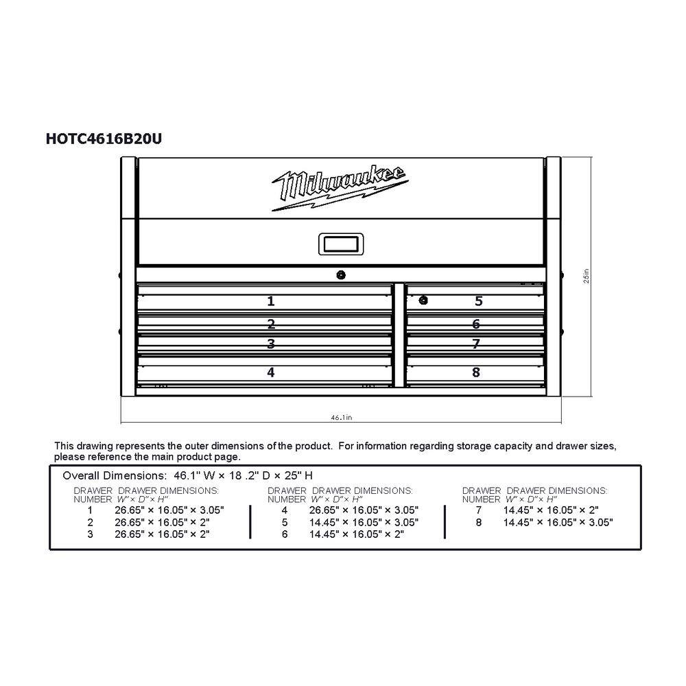 MW 46 in. 8-Drawer Steel Storage Top Chest in Red and Black 48-22-8510