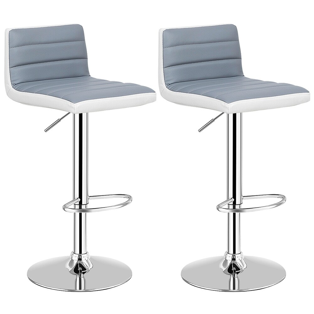 Costway Set of 2 Bar Stools Adjustable Barstool PU Leather Swivel Pub   Set of 2