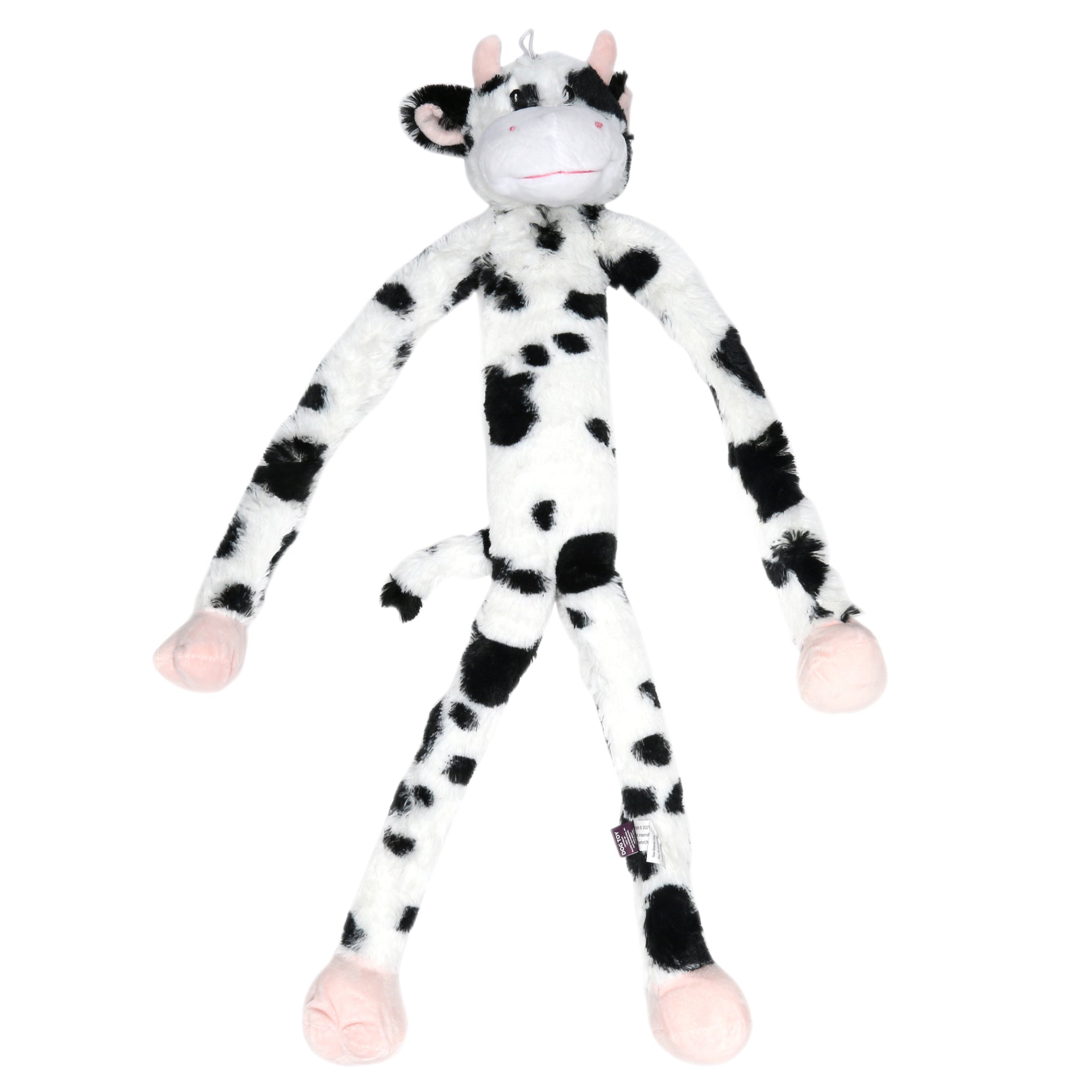 Multipet Swingin' Slevins Cow Plush Dog Toy， Extra Long， Extra Squeakers