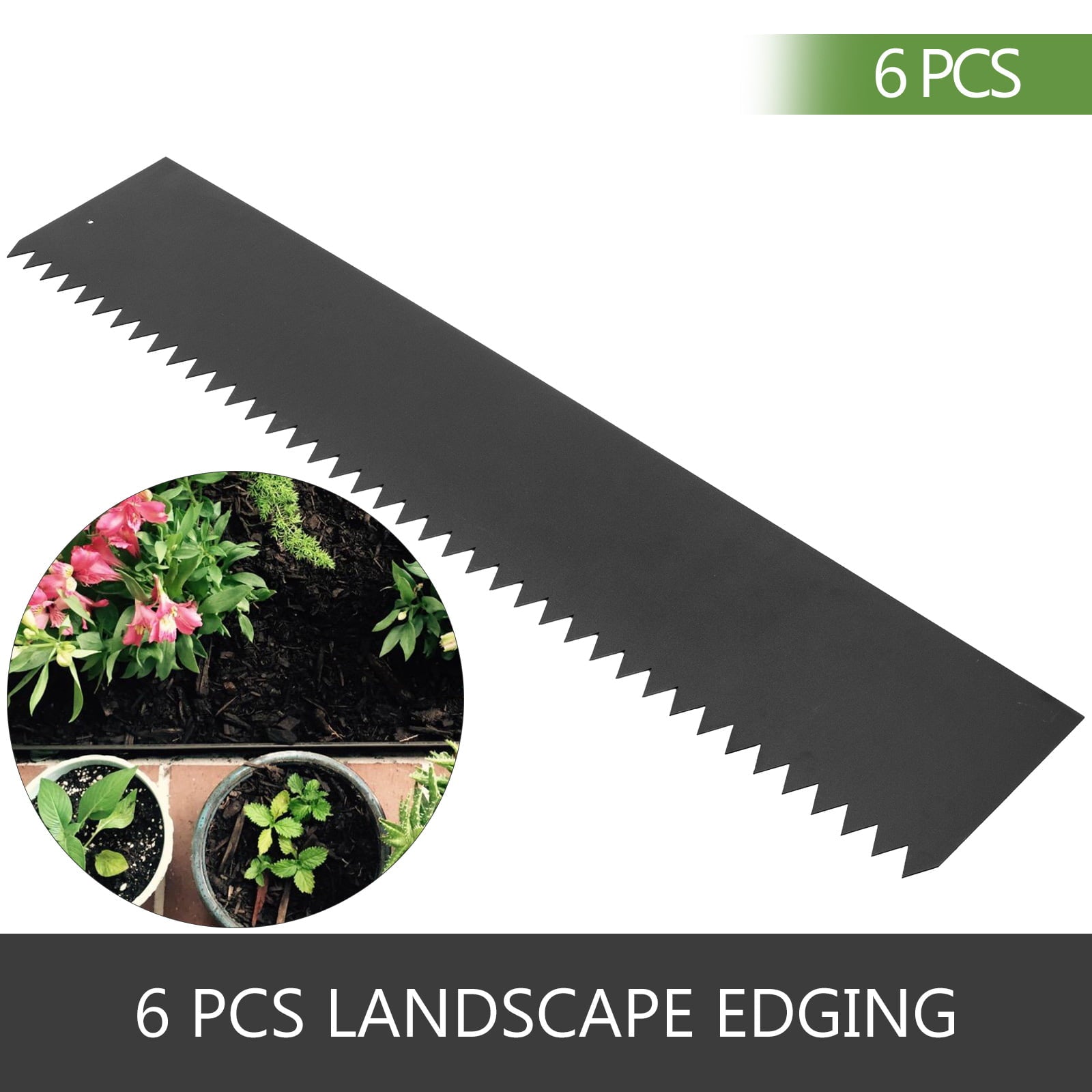 VEVOR 8" x 40" Garden Steel Landscape Edging 6pcs Metal Garden Border Edging Steel Lawn Edging, Black