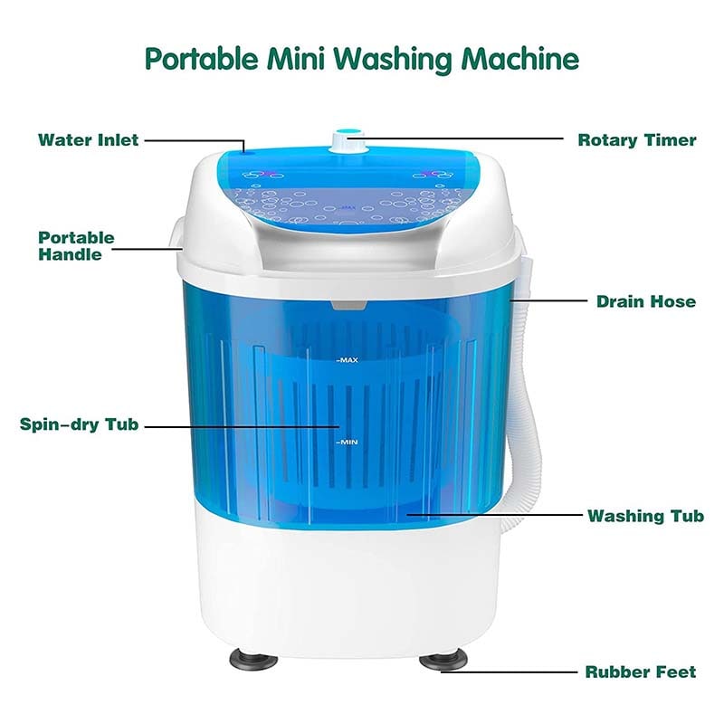 5.5lbs Portable Mini Washing Machine with Spin Dryer & Drain Hose, Semi-Auto Laundry Washer for Dorm RV