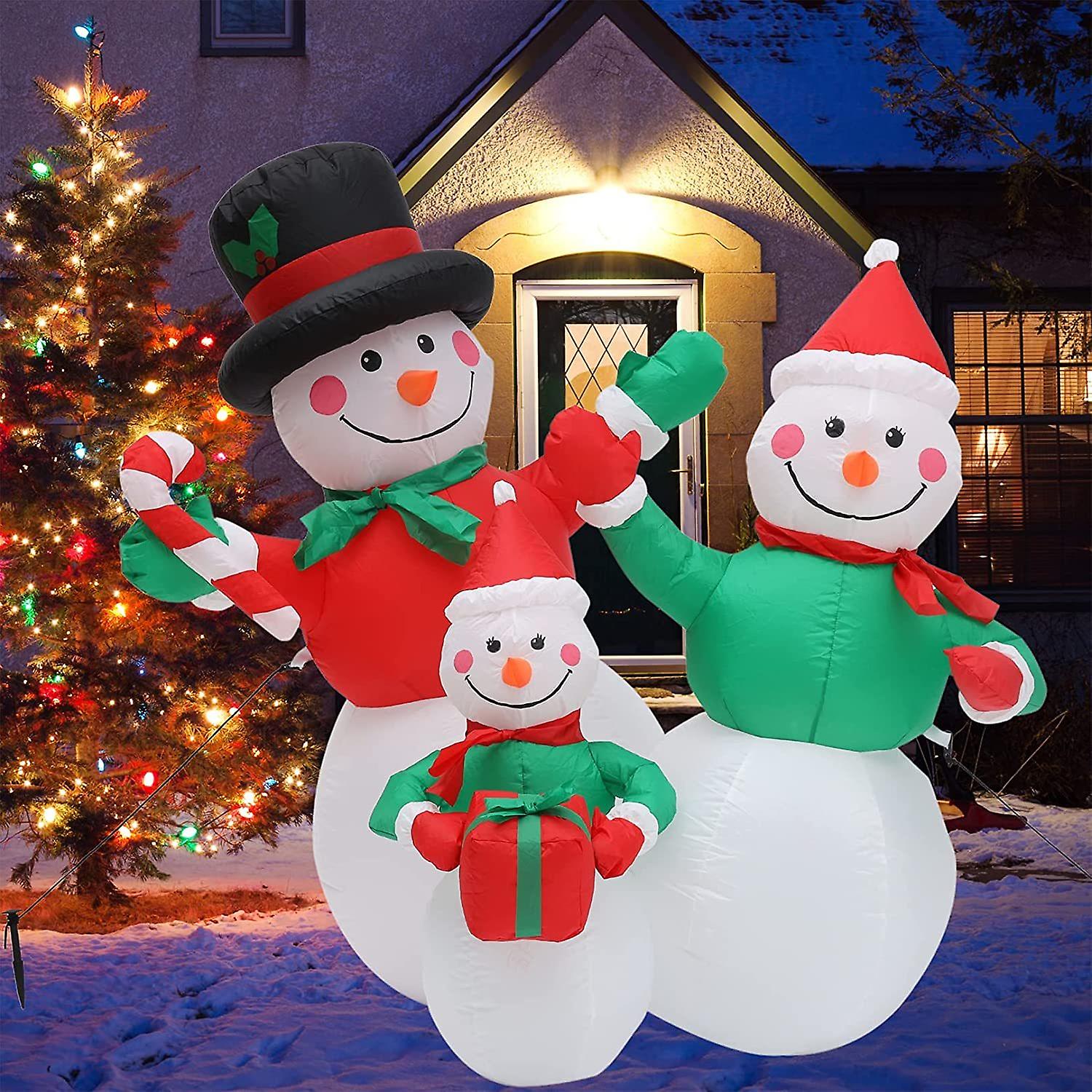 4ft Christmas Inflatable Snowman Family Decorations Christmas Blow Up Outdoor Yard Decoration With Led Light Holiday Air Blown Indoor Outdoor Home Yar