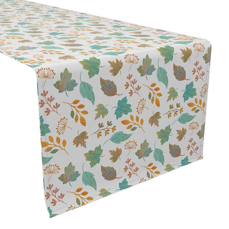 Table Runner， 100% Cotton， 16x72， Painted Leaves