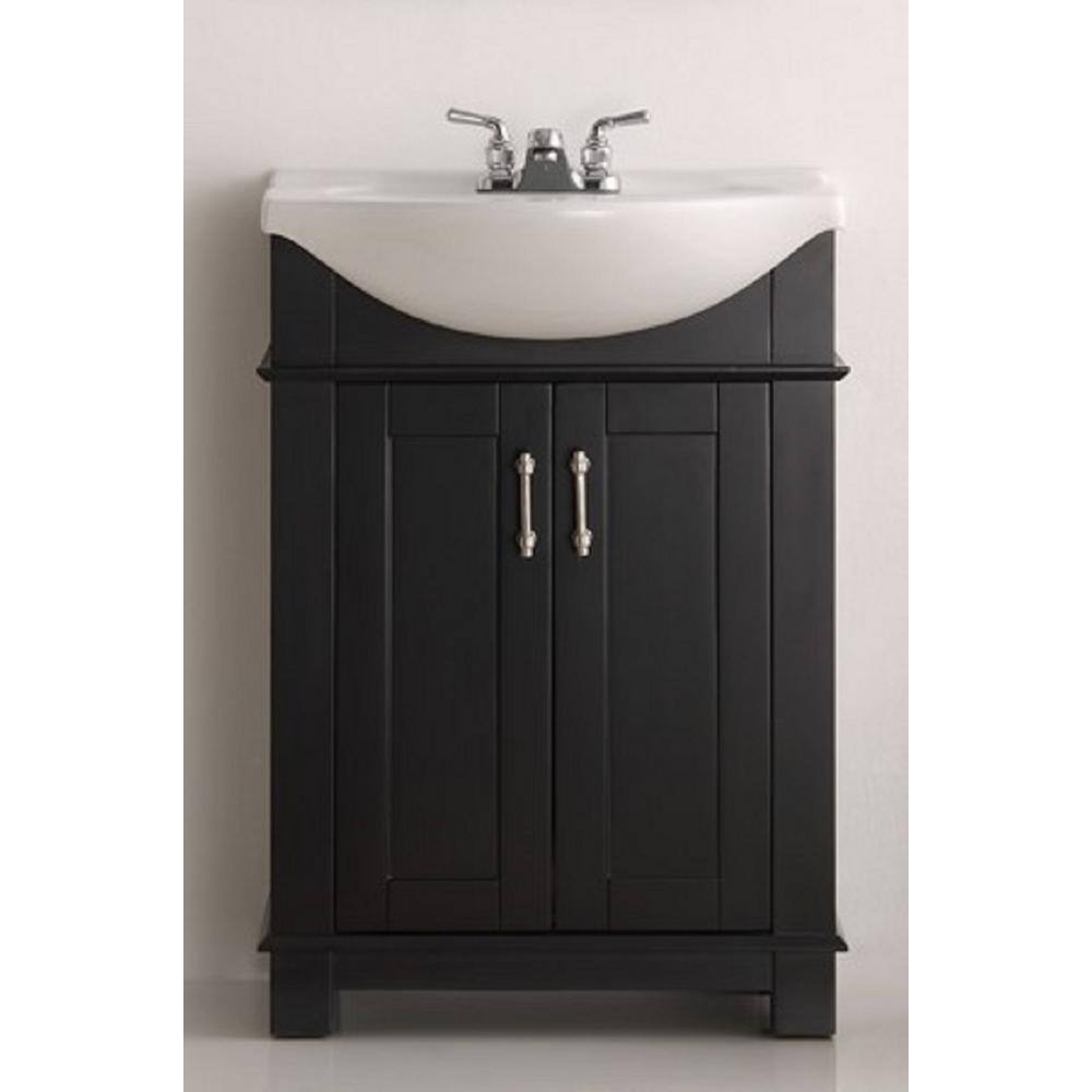 Fresca Hudson 24 in. W Traditional Bathroom Vanity in Black with Ceramic Vanity Top in White with White Basin FVNHD0102BL-CMB