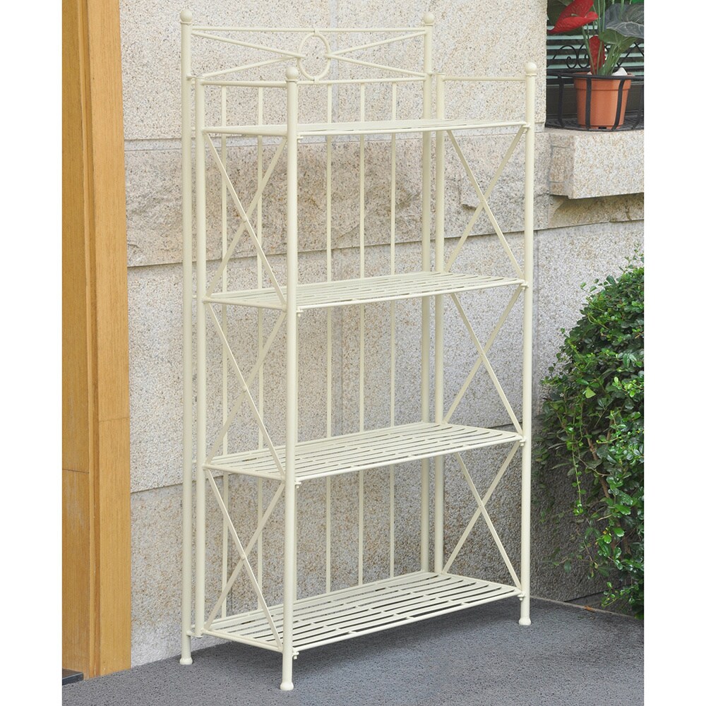 International Caravan St. Lucia Iron 4 tier Folding Bakers Rack