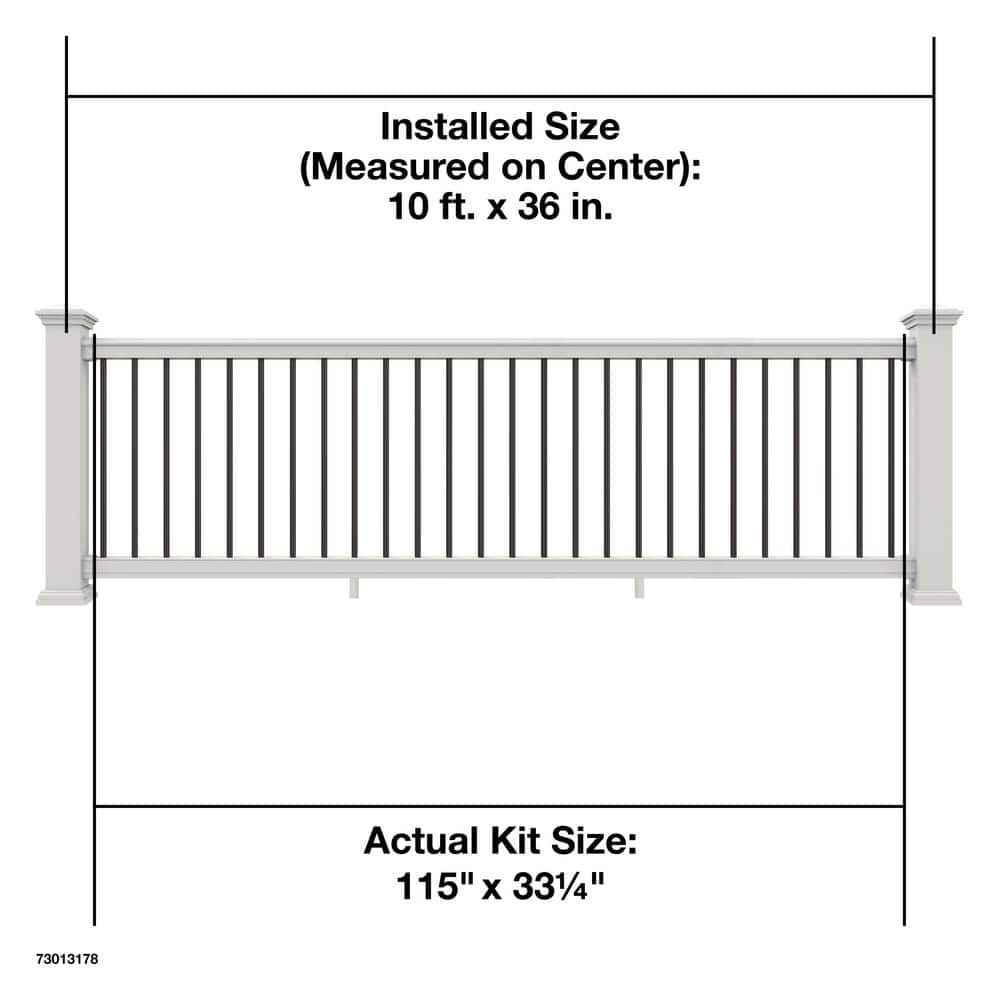 Barrette Outdoor Living Bella Premier Series 10 ft. x 36 in. White Vinyl Rail Kit with Black Aluminum Balusters 73013178