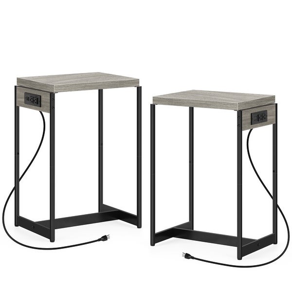 Nightstands Set of 2 with Charging Station