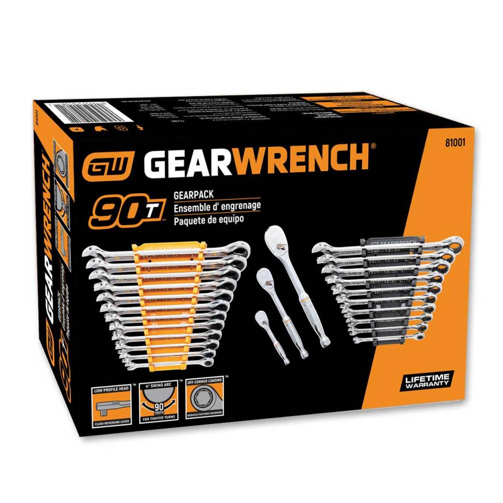 GEARWRENCH GEARPACK Tool Set 90T Wrenches and Ratchets 25pc