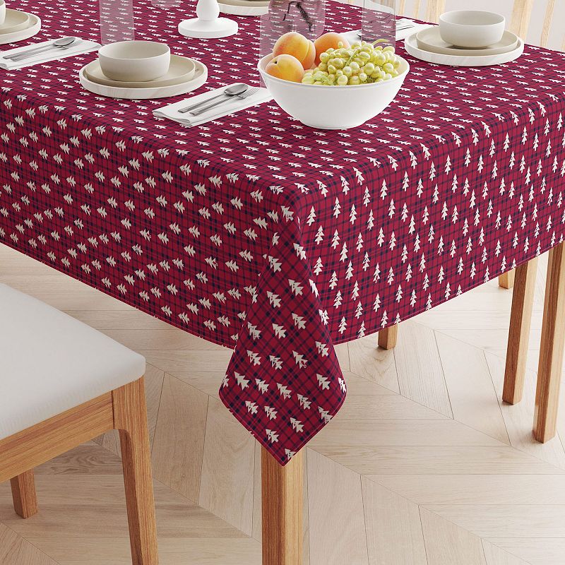 Square Tablecloth， 100% Polyester， 60x60， Holiday Woodland Plaid