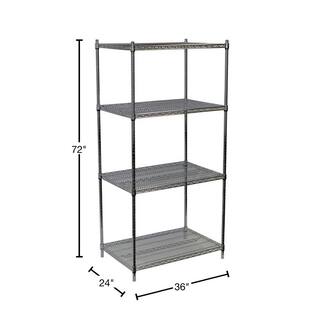 Storage Concepts Chrome 4-Tier Steel Wire Shelving Unit (36 in. W x 72 in. H x 24 in. D) WCS4-2436-74