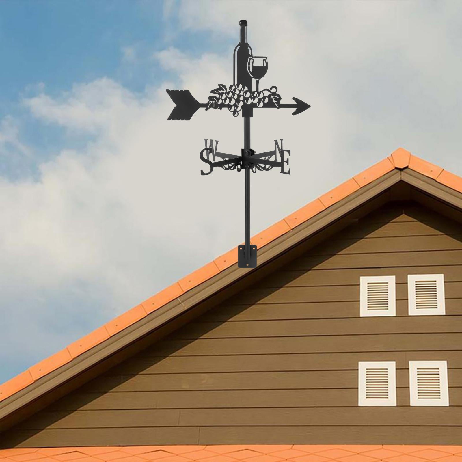 Iron Weather Vane， Wind Direction， Garden Indicator Stake， Farm Scene Measuring Tool Ornaments Crafts Weathercock for Roof， Farm， Yard， Fence Bottle