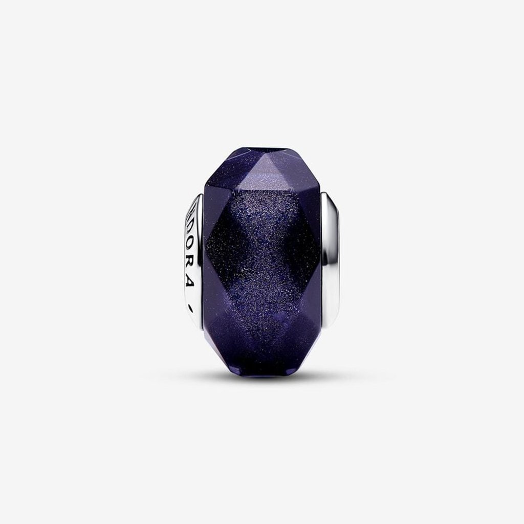 PANDORA  Faceted Blue Murano Glass Charm