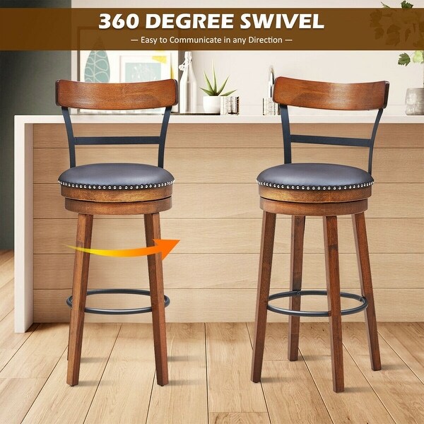 360-Degree Swivel Stools with Leather Padded Seat - 18