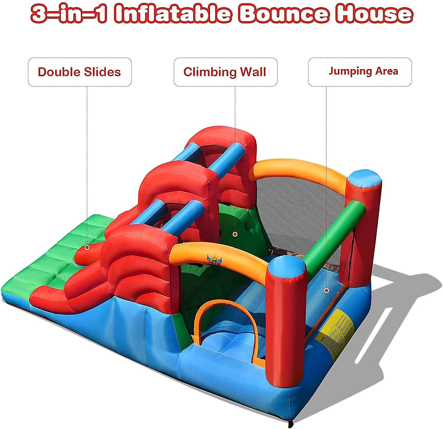 Costzon Inflatable Bounce House, Double Slide Bouncy House for Kids