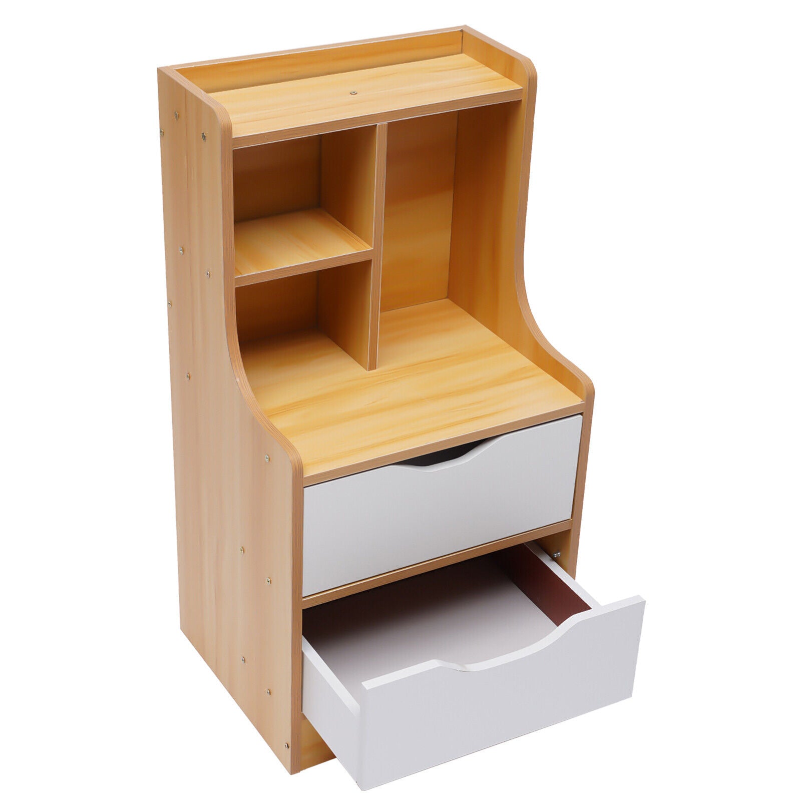 Oukaning Nightstand with 2 Drawers  Storage Wooden Bedside Table Organizer Shelf  30*37*70cm