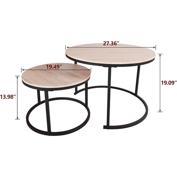 Industrial Round Coffee Table Set of 2