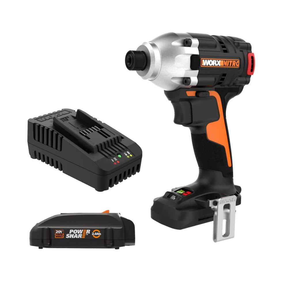 Worx POWER SHARE 20-Volt Cordless and Brushless Multi-Speed 1/4 in. Hex Impact Driver with Quick Change Chuck WX261L