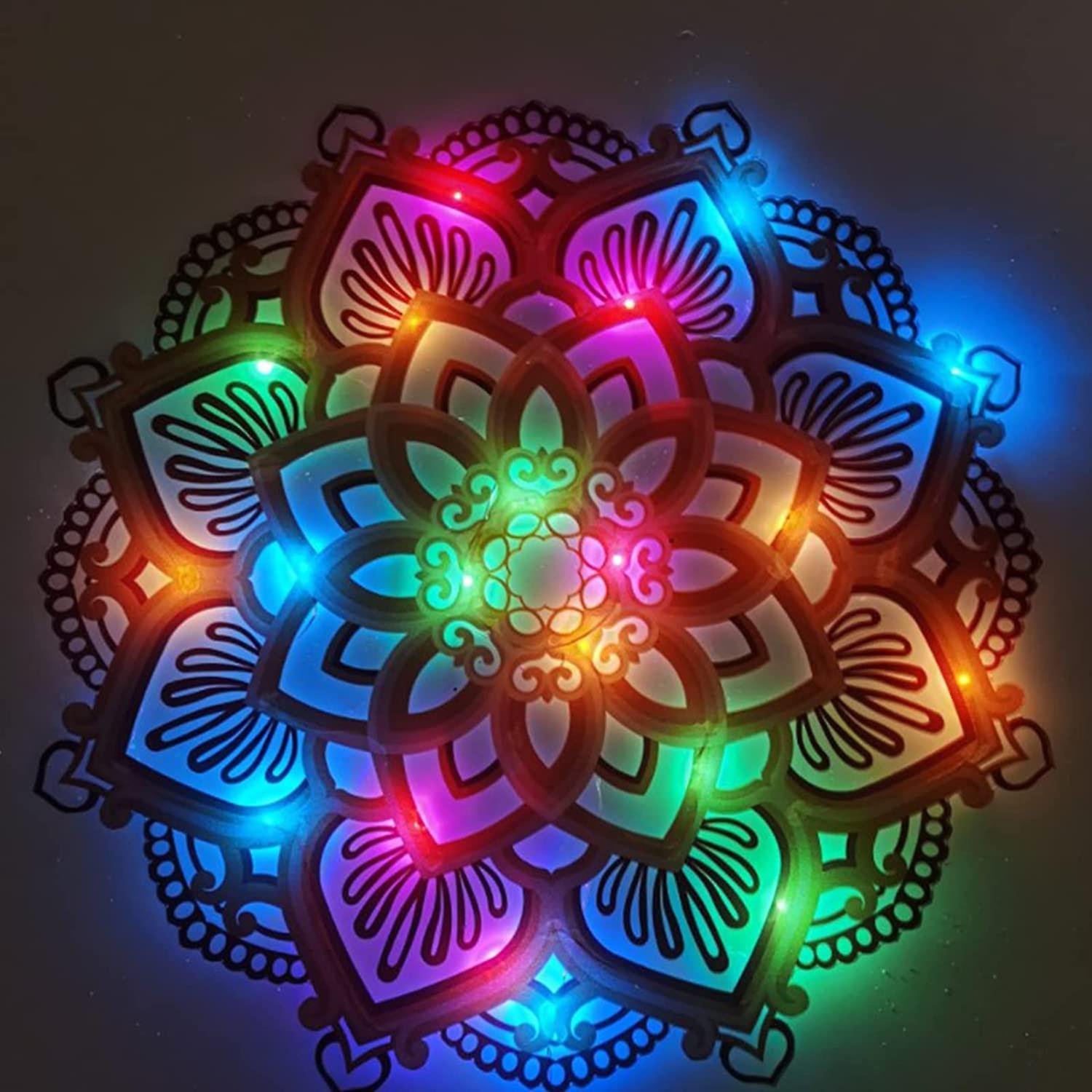 Mandala Yoga Room Night Light Color Changing Battery Powered Yoga Room Led Lamp Atmosphere Home Decor