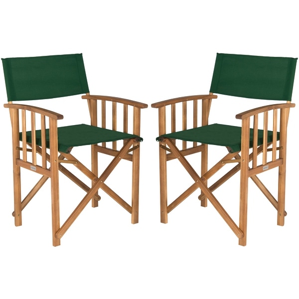 SAFAVIEH Outdoor Living Laguna Green Acacia Wood Director Chair (Set of 2)