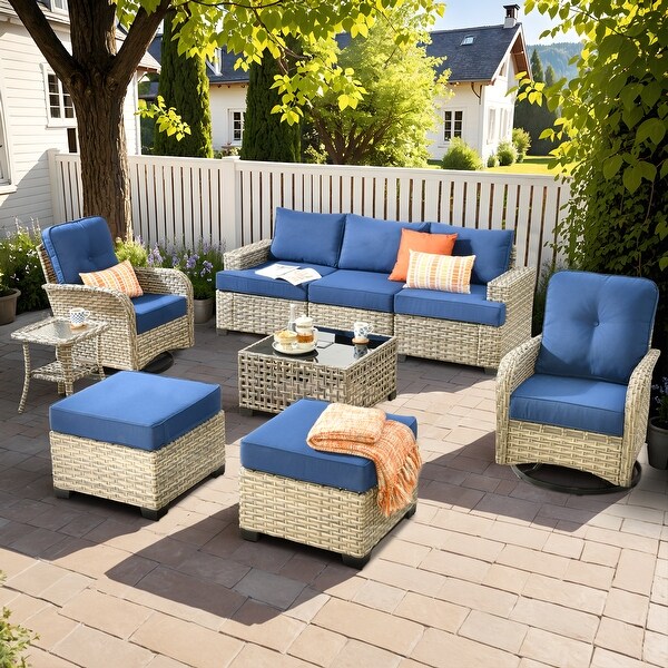 XIZZI 9piece Patio Outdoor Furniture Rattan Wicker Conversation Sofa Set