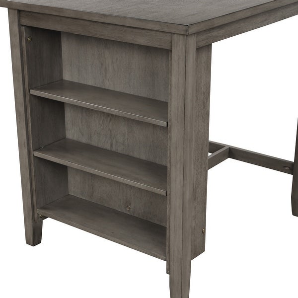 3 Piece Square Dining Table with Padded Stools and Storage Shelf