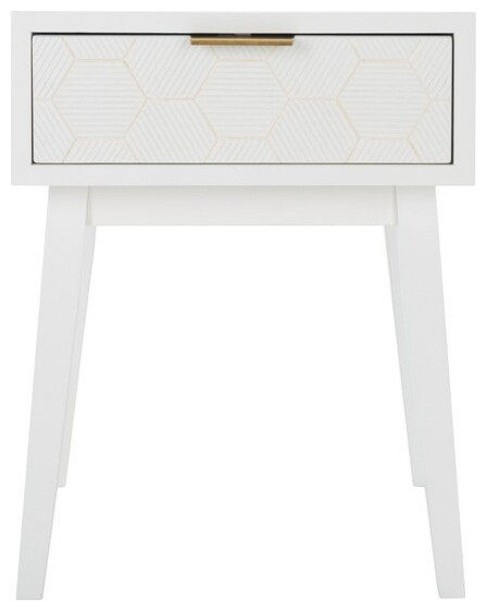 Aster 1 Drawer Accent Table  White   Midcentury   Side Tables And End Tables   by Rustic Home Furniture Deco  Houzz