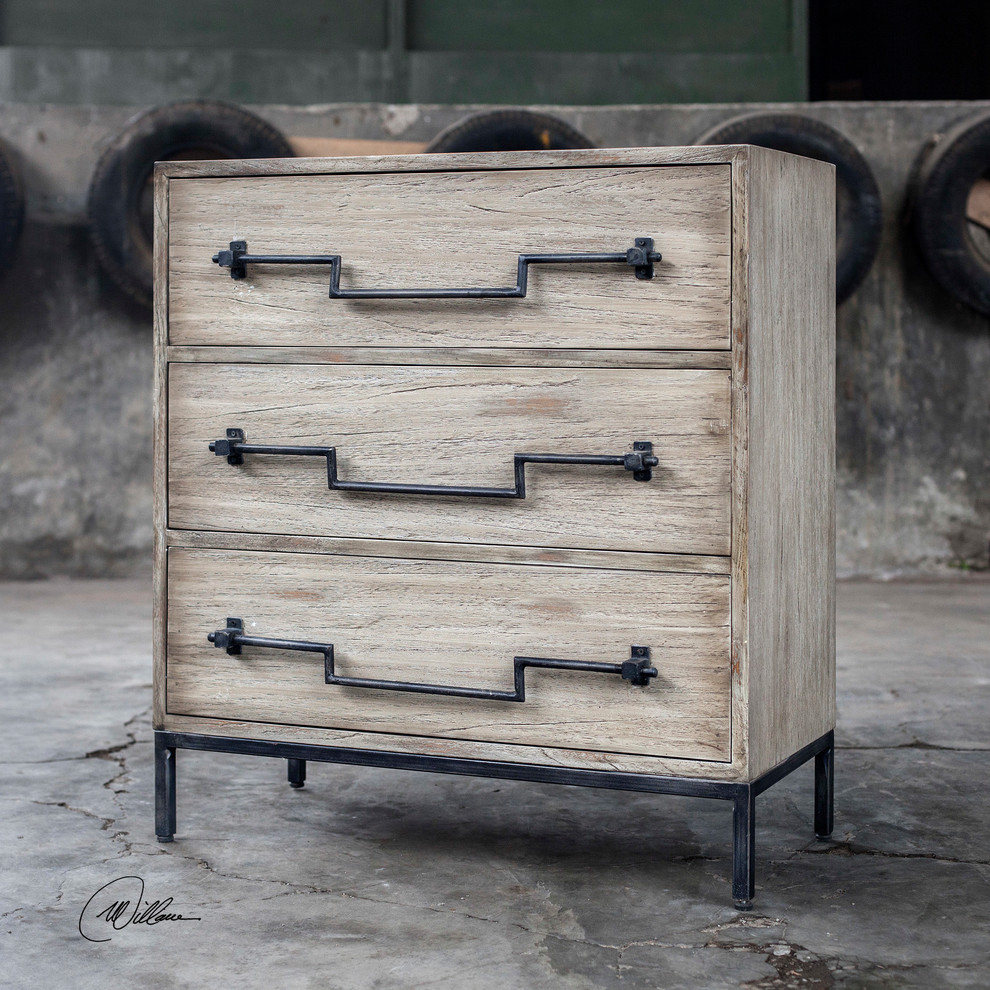 Jory Aged Ivory Accent Chest   Industrial   Accent Chests And Cabinets   by Ownax  Houzz