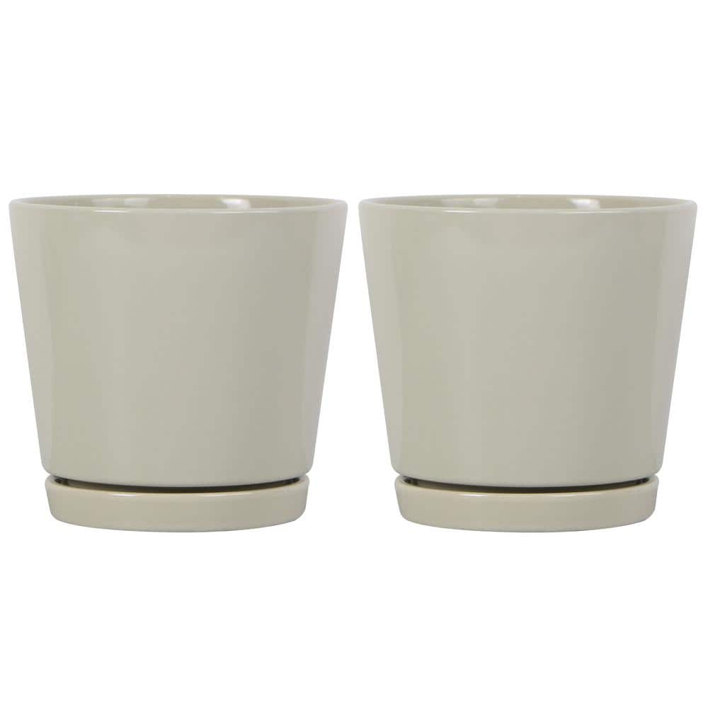 Trendspot 6 in. Oatmeal Knack Ceramic Planter Set of 2 ECR01721S-06W2